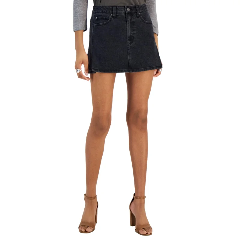TINSELTOWN - Side-Slit a-Line Denim Mini Skirt corduroy skirt cozy