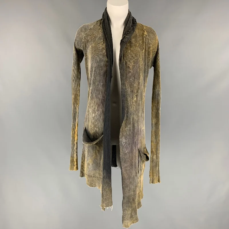 L.G.B Size M Grey & Yellow Cotton Ribbed Asymmetrical Cardigan Zippered Front Buttoned Front Snap Front L.G.B Size M Grey & Yellow Cotton Ribbed Asymmetrical Cardigan Zippered Front Buttoned Front Snap Front
