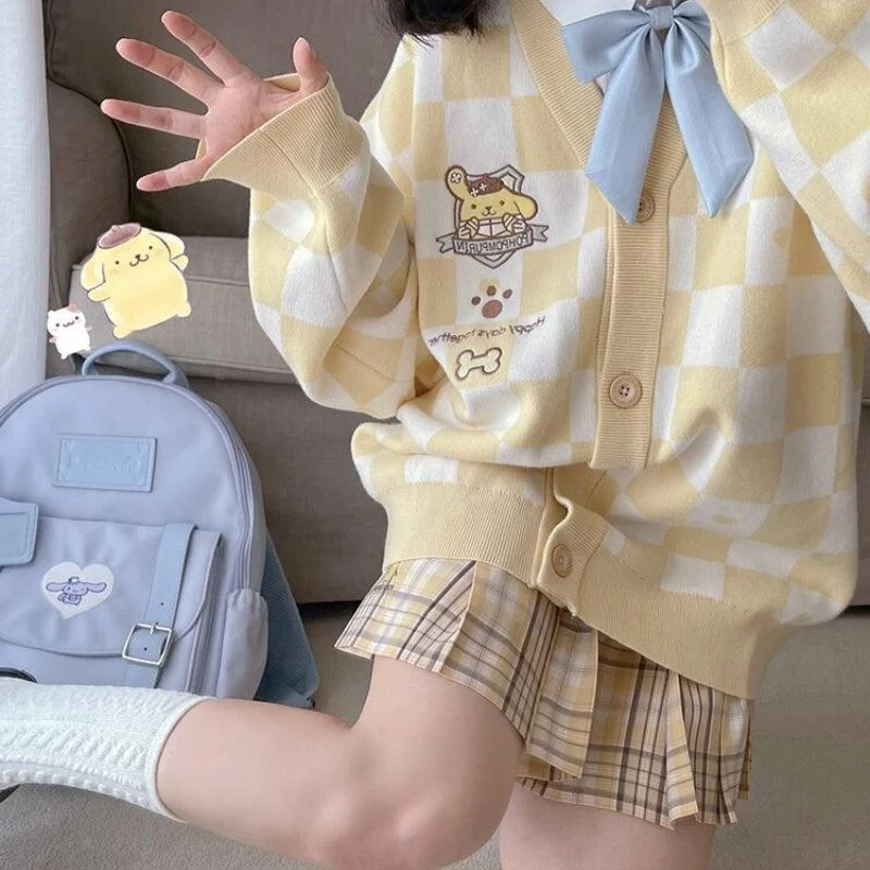 Pompurin Buttoned Yellow Cardigan Soft Cozy Warm