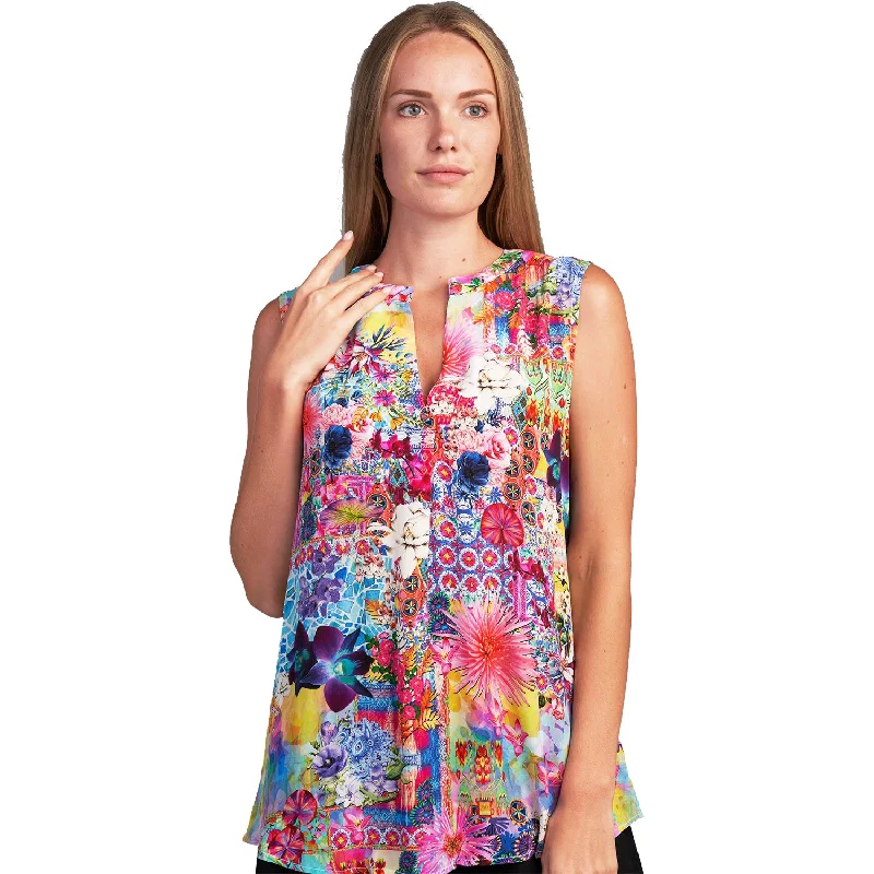 Women's Shana Apparel Printed Tank Pink flirty tank top