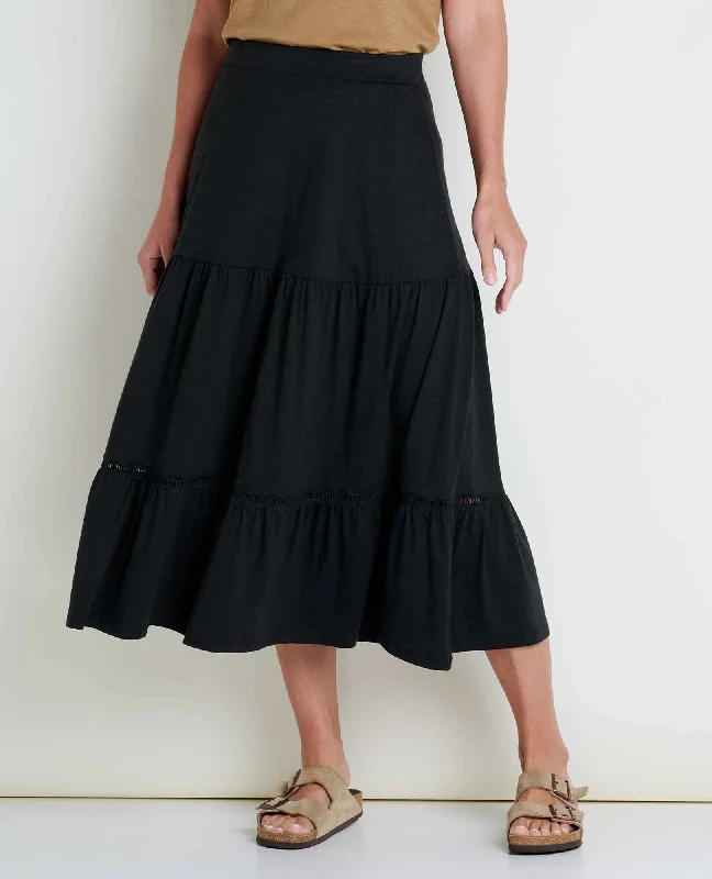 Marigold Tiered Midi Skirt silk skirt luxurious