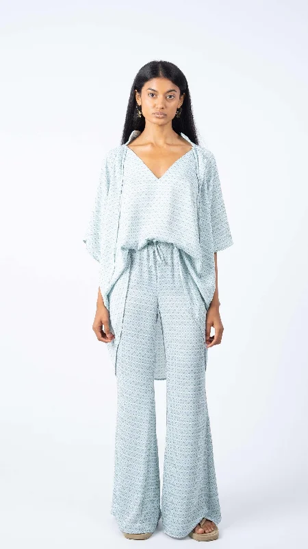 Geometric print pants Chic Faux Leather Pants
