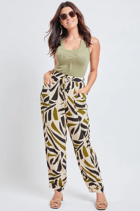 Women's Drawstring Wide Jogger Pant With Pleated Hem Lifestyle Collection Chic Wool Trousers