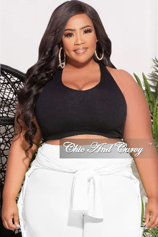 Final Sale Plus Size Ribbed Racerback Tank Top in Black gold tank top