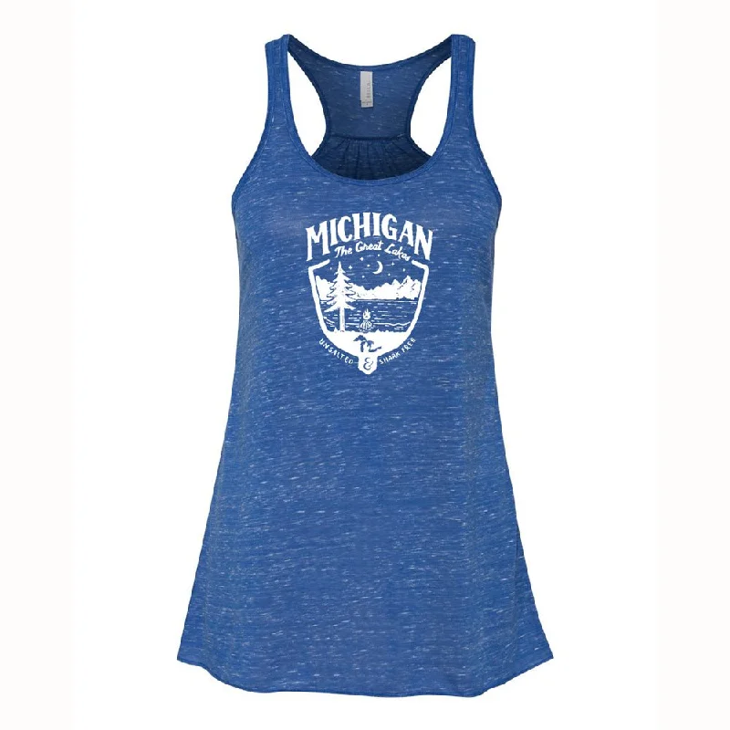 Ladies Relaxed Racerback Tank Top - Michigan Shield Marble Blue mint tank top
