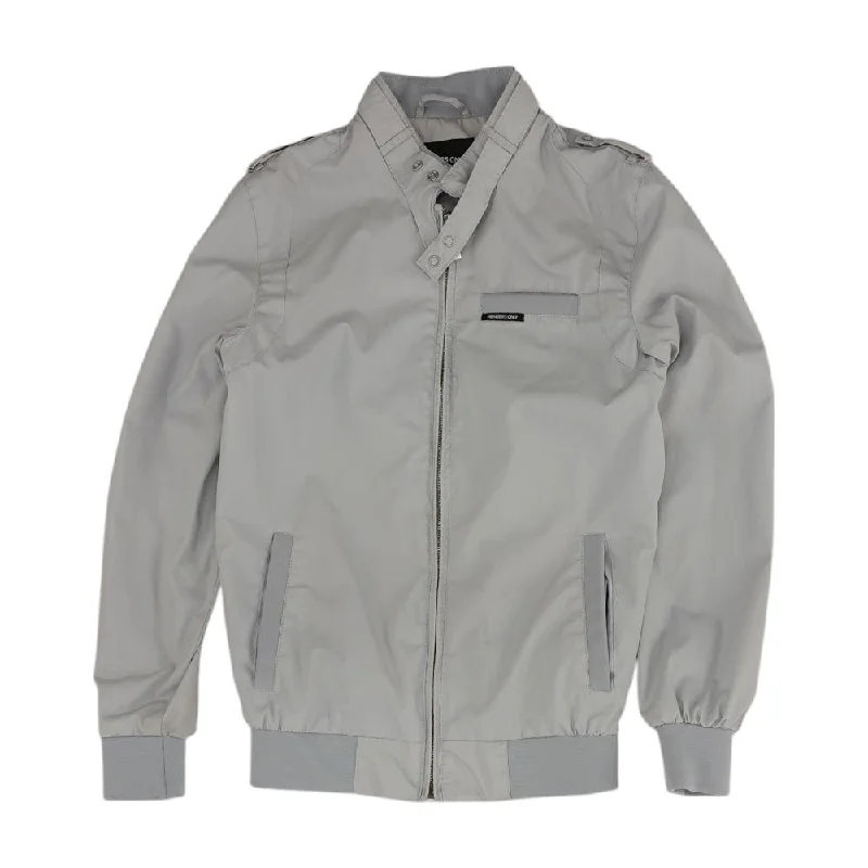 Gray Solid Lightweight Jacket Zippered Front Buttoned Front Snap Front