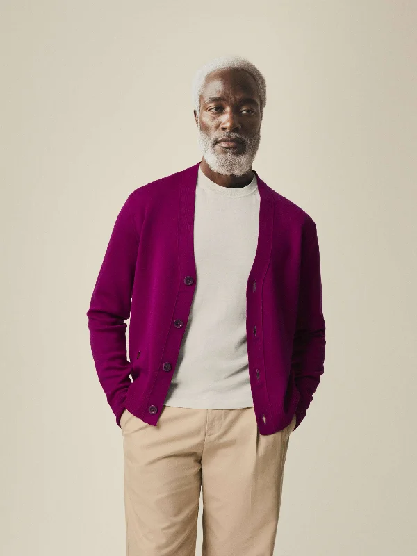 The Cardigan Light - Royal Purple Chenille Blend Fleece Blend Nylon Blend