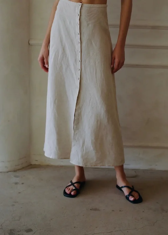 Adele Button Down Midi Skirt breathable skirt fabric