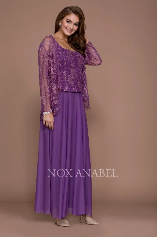 Long Mother of the Bride Dress with Jacket A-Line Jacket Boat Neck Shawl Collar