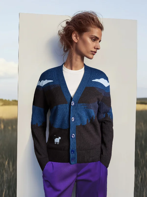 The Sheepscape Cardigan - Tasman Blue Asymmetrical,ymmetric Pencil Cardigan