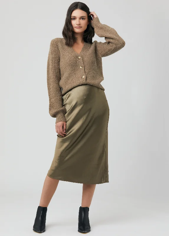 Ripe Maternity Lexie Satin Maternity Midi Skirt silk skirt lustrous