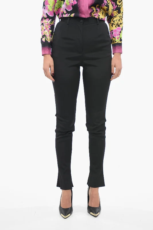 Dolce & Gabbana Stretch Fabric Pants with Zipped Ankle Comfortable Wide-Leg Pants