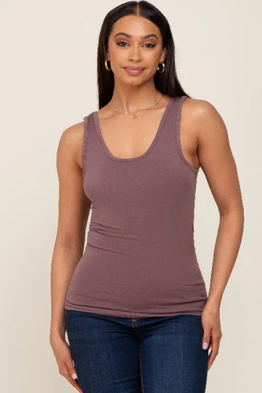 Brown Seamless Tank Top lace tank top
