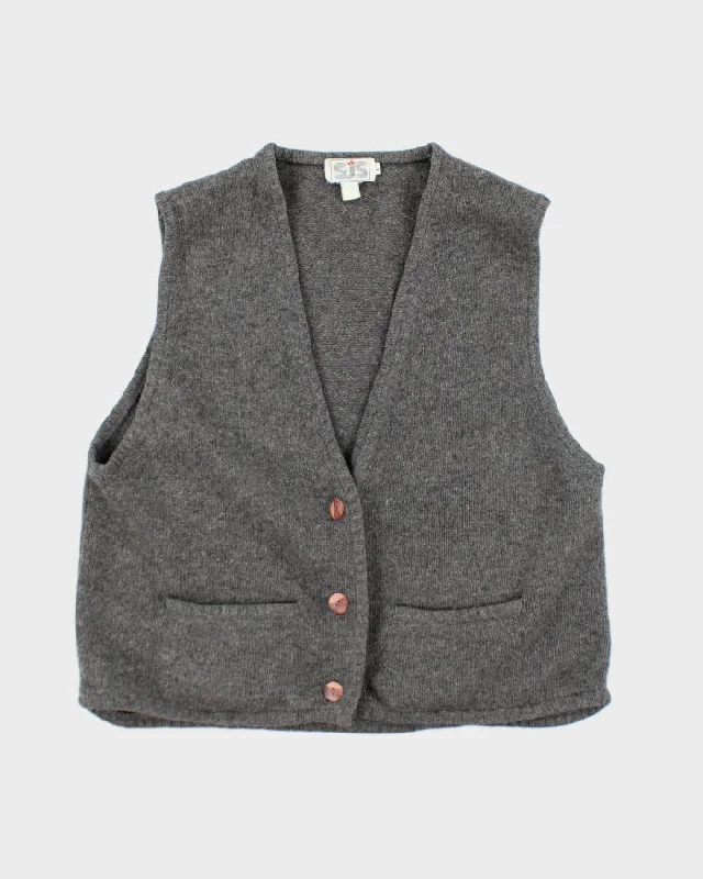 Vintage SJS Wool Button-up Tank - L charcoal tank top
