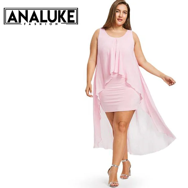Split Front O-Neck Party Dress Tunics Print Colorful