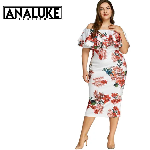Floral Printed Ruffle Party Dress Tunics Trendy modern