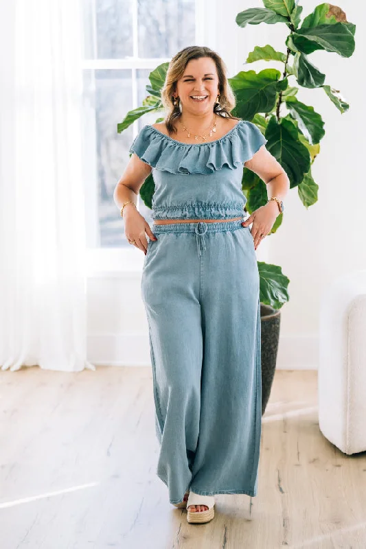 It's Pouring Drawstring Pants Trendy Wide-Legged Trousers