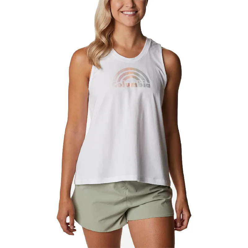 Women's Columbia North Cascades Tank White/Rainbow Shimmer slim fit tank