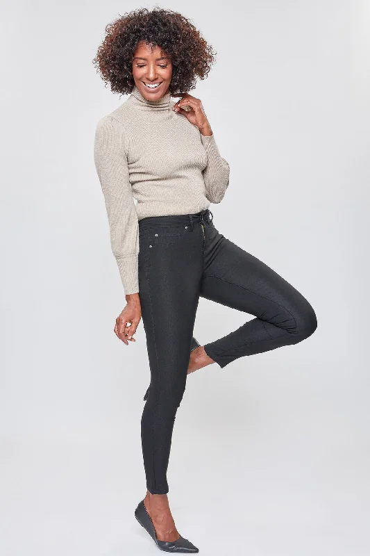 Women's Hyperstretch Mid Rise Skinny Pants, Black Cozy Jogger Leggings