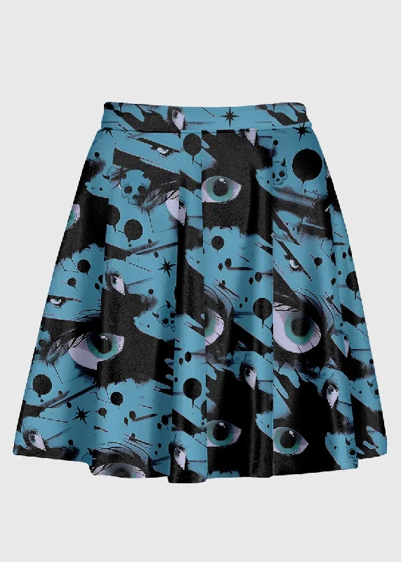 Emo Abstract Eye Skater Skirt floral skirt print