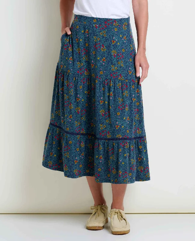 Marigold Tiered Midi Skirt leather skirt sleek