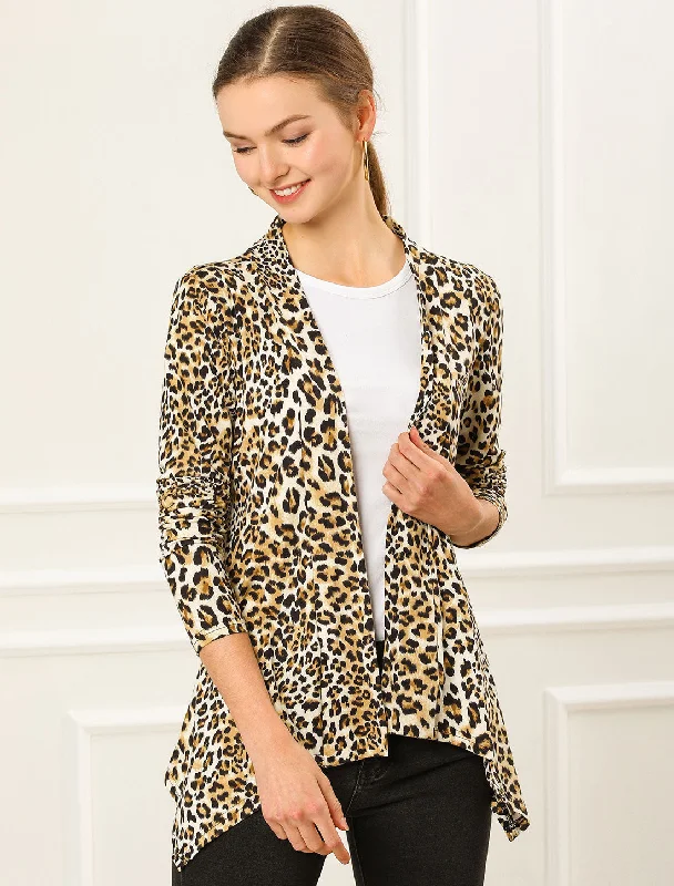 Long Sleeve Open Front Asymmetric Hem Lightweight Cardigan Real Fur Shearling Chenille