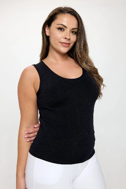 Plus Size Second Skin Seamless Tank Top striped tank top