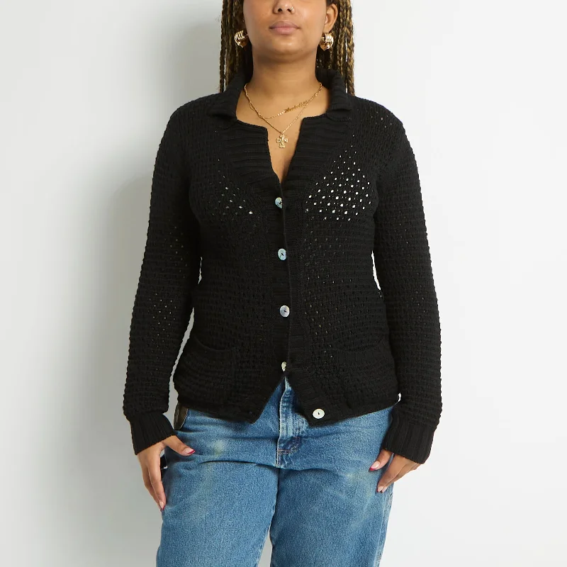 Vogue Wool Cardigan With Iridescent Buttons - UK 8 Lightweight Heavyweight Midweight