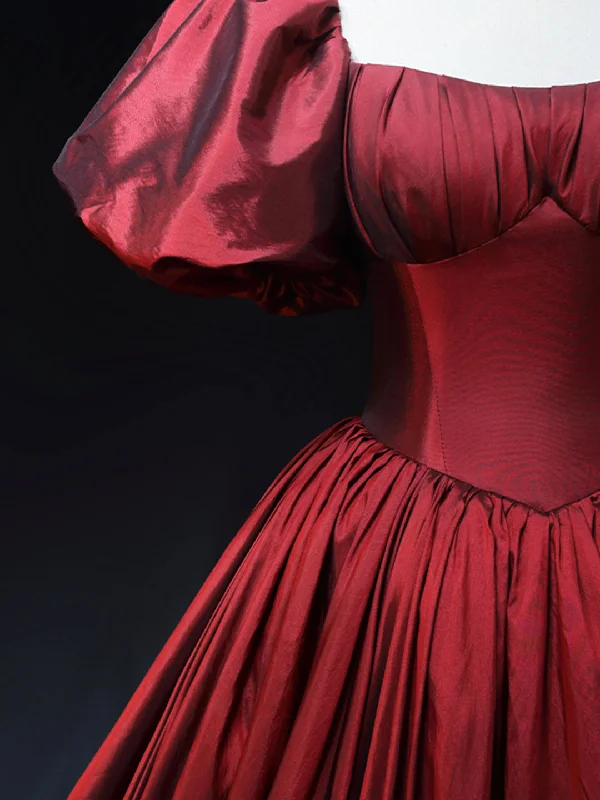 Burgundy Scoop Short Sleeves Party Dress, A-Line Long Evening Dress Prom Dress Tunics Chic elegant Burgundy Scoop Short Sleeves Party Dress, A-Line Long Evening Dress Prom Dress Tunics Chic elegant