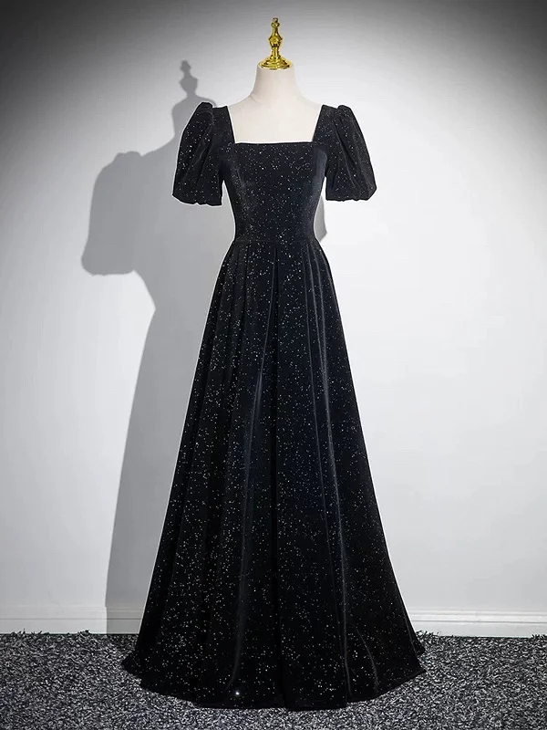 Black Short Sleeves A-line Simple Prom Dress, Black Party Dress Bridesmaid Dress Tunics Timeless classic Black Short Sleeves A-line Simple Prom Dress, Black Party Dress Bridesmaid Dress Tunics Timeless classic