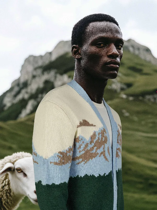 The Mountain Cardigan - Cloud Blue Wool Cardigan Cotton Cardigan Cashmere Cardigan