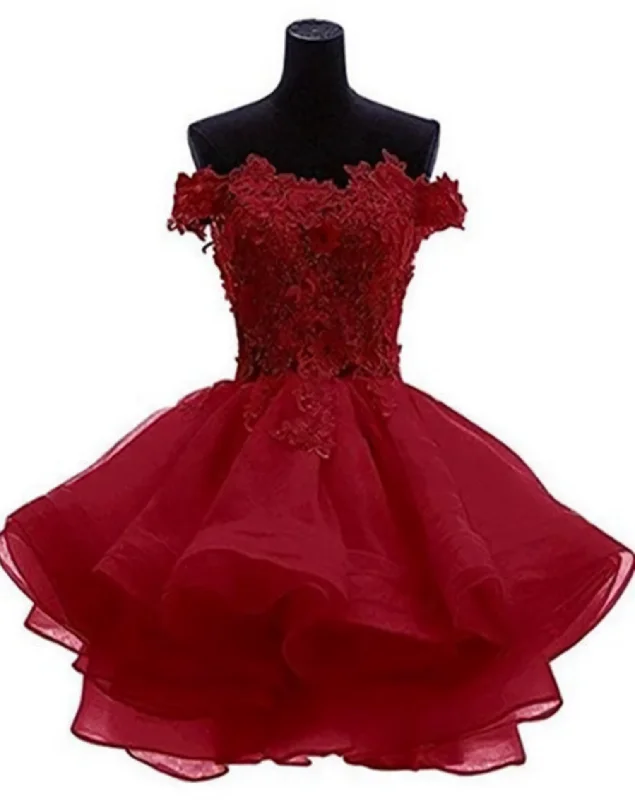 Cute Organza Short with Lace Applique Party Dresses Tunics Office stylish