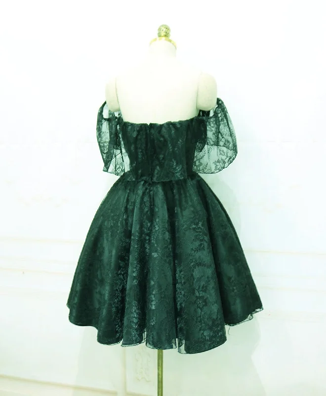 Dark Green Lace Off Shoulder Short Party Dress, Lace Homecoming Dress Tunics Gym athletic Dark Green Lace Off Shoulder Short Party Dress, Lace Homecoming Dress Tunics Gym athletic