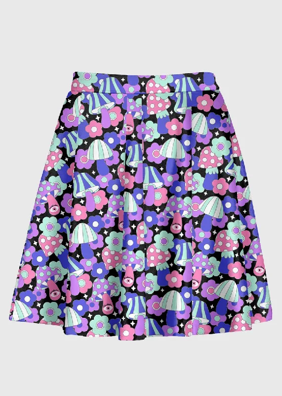 Groovy Flower Retro Mushroom 60s Skirt denim skirt classic