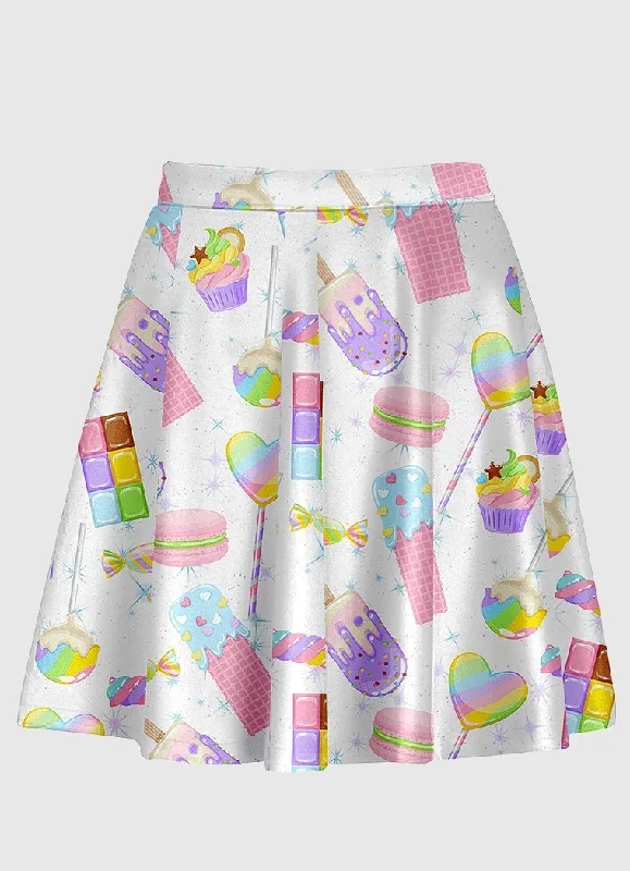 Sugar Galaxy White Flare Skirt mini skirt trendy