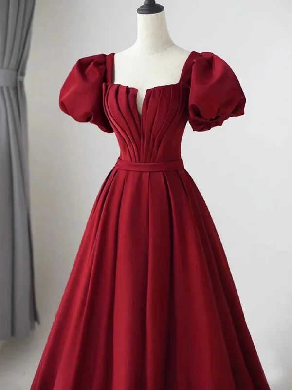 Lovely Satin Floor Length Short Sleeves Party Dress, A-Line Evening Party Dress Tunics Exclusive limited Lovely Satin Floor Length Short Sleeves Party Dress, A-Line Evening Party Dress Tunics Exclusive limited