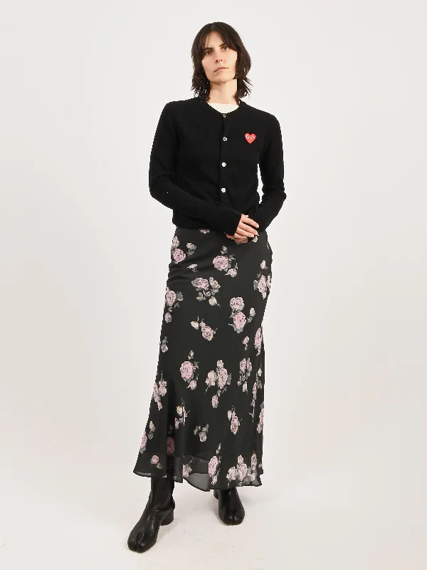 Black/Red Heart Play Cardigan Wool Cardigan Cotton Cardigan Cashmere Cardigan
