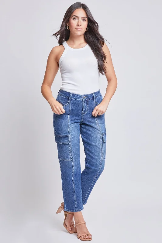Women's Mid Rise Cargo Pants High-Waist Trousers
