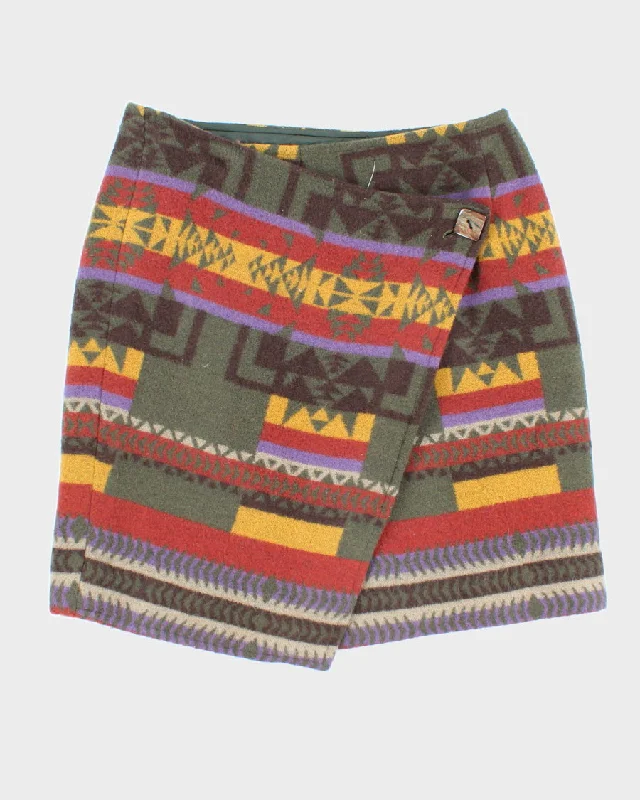 Vintage Women's Navajo Print Wrap Skirt - M casual skirt length