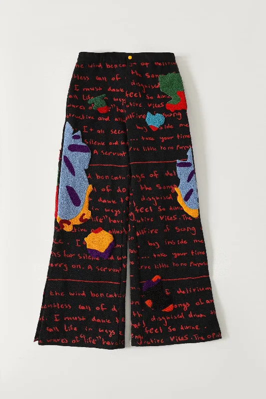 "MINDFULLNESS" EMBROIDERED DENIM PANTS Formal Linen Trousers