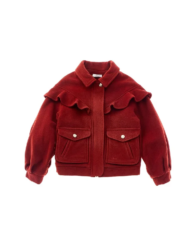 Chloé Wool-Blend Jacket V-Neck Jacket Boat Neck Jacket Square Neck Jacket