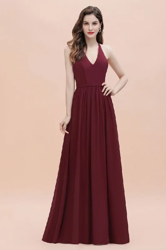 Elegant V-Neck Chiffon Bridesmaid Dress Backless aline Party Dress with Sequins Tunics Print Colorful