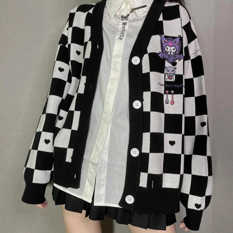 Kuromi Buttoned Black Cardigan Casual Formal Business