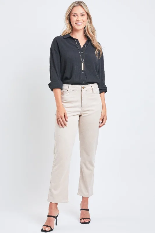 Women's Sueded Twill Comfort Stretch Straight Leg Pant Chic Black Leggings