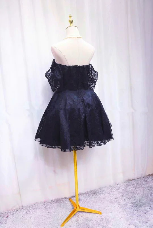 Blue Lace Off Shoulder Short Party Dress, Blue Homecoming Dress Party Dresses Tunics Ceremony elegant Blue Lace Off Shoulder Short Party Dress, Blue Homecoming Dress Party Dresses Tunics Ceremony elegant