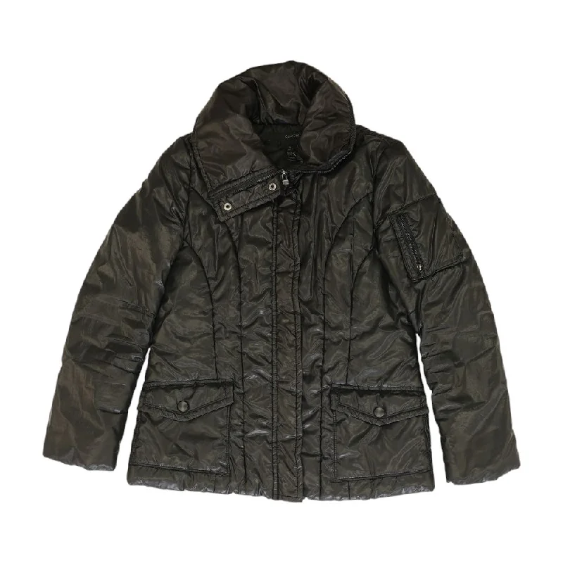 Black Solid Puffer Jacket Print Jacket Jacquard Jacket Embroidered Jacket