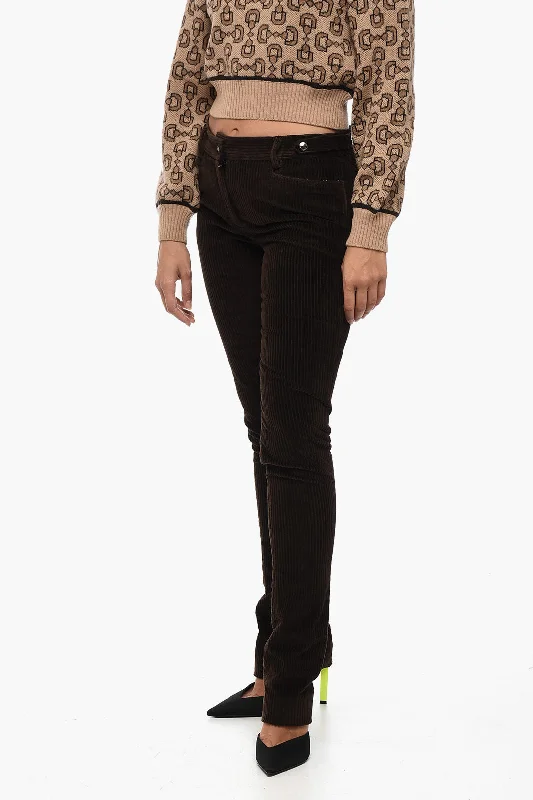 Dolce & Gabbana Corduroy Bootcut Pants with Belt Loops Chic Black Leggings