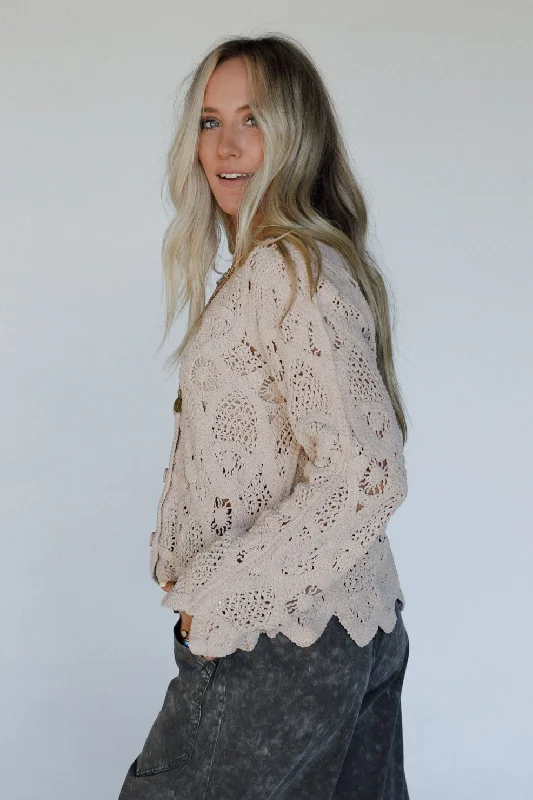 Outer Limits Crochet Cardigan - Mocha Toggled Drawstring Belted