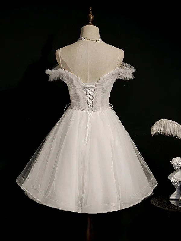 Lovely Ivory Sweetheart Beaded Tullle Homecoming Dress Party Dress, Short Prom Dresss Tunics Chic elegant Lovely Ivory Sweetheart Beaded Tullle Homecoming Dress Party Dress, Short Prom Dresss Tunics Chic elegant