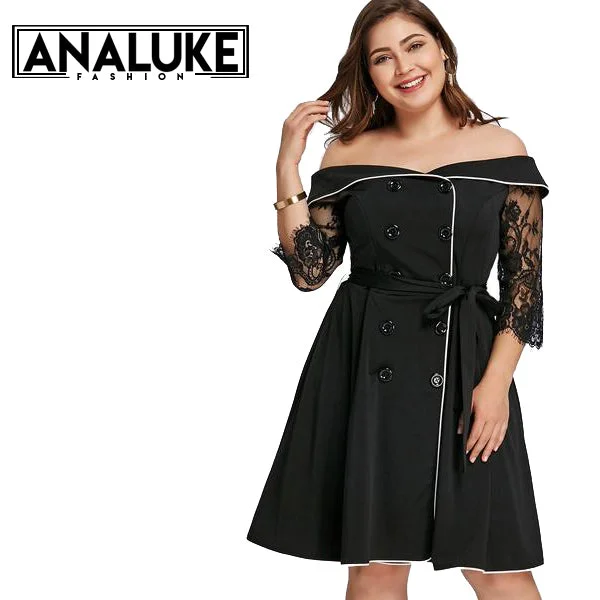 Foldover Double Breasted Party Dress Boatneck Modish Everyday